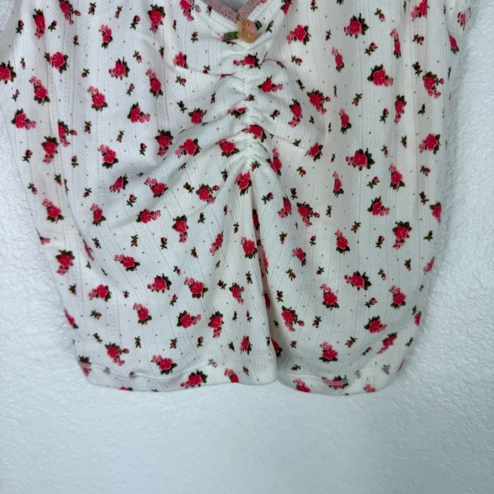 Free People intimately Pink and White Floral crop Top size XS